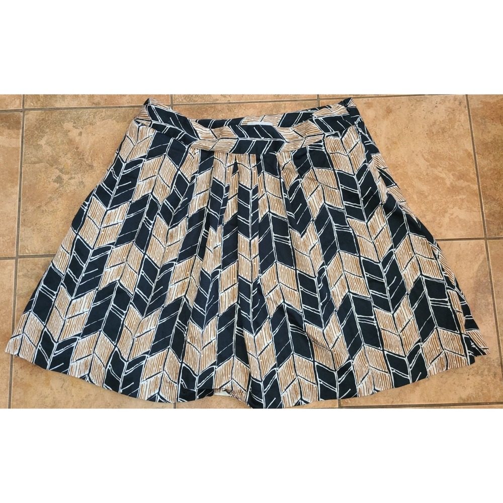 MERONA Black Tan Arrow Print‎ SKIRT SIZE 18 COTTON BLEND  FULLY LINED Pleats